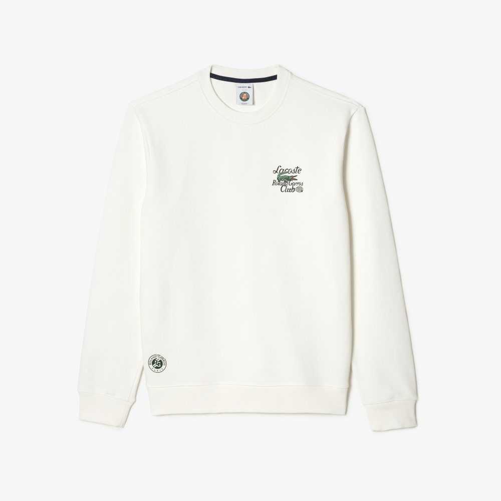 Lacoste SPORT Roland Garros Edition Organic Cotton Sweatshirt White | OHTU-10582