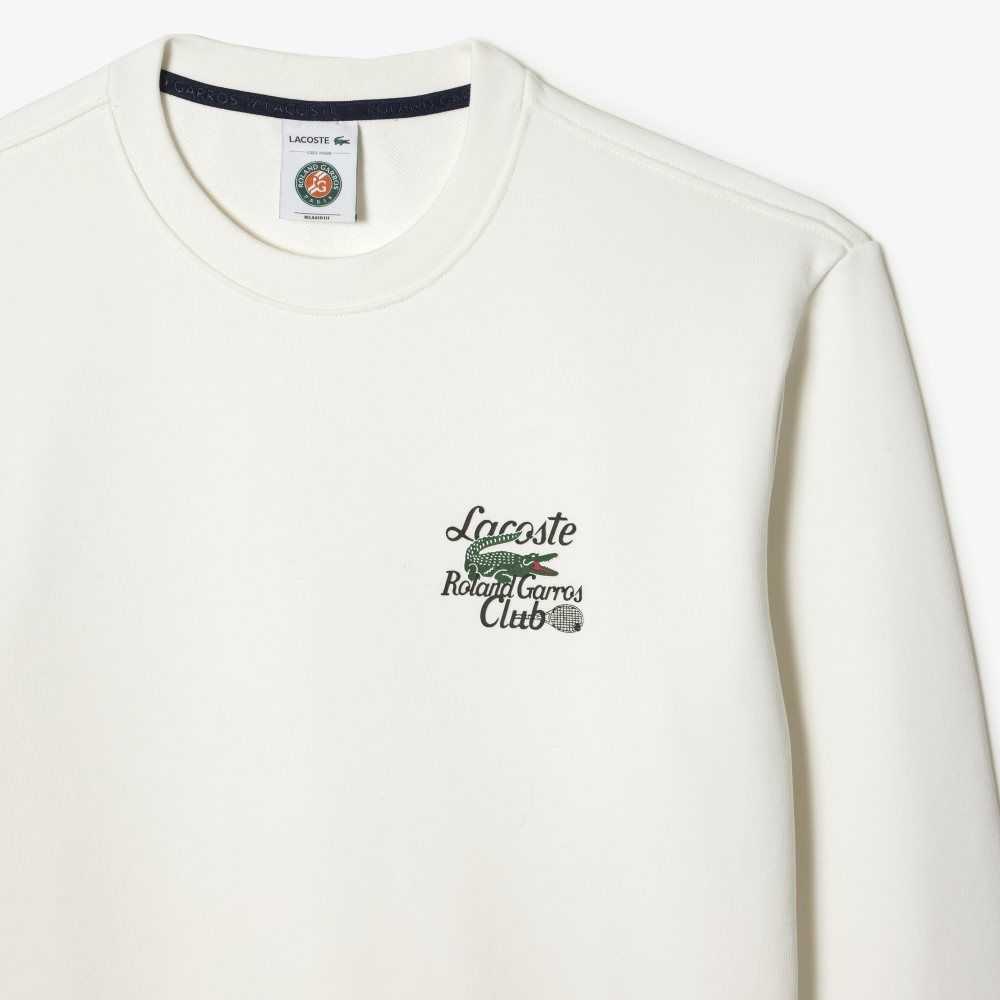 Lacoste SPORT Roland Garros Edition Organic Cotton Sweatshirt White | OHTU-10582