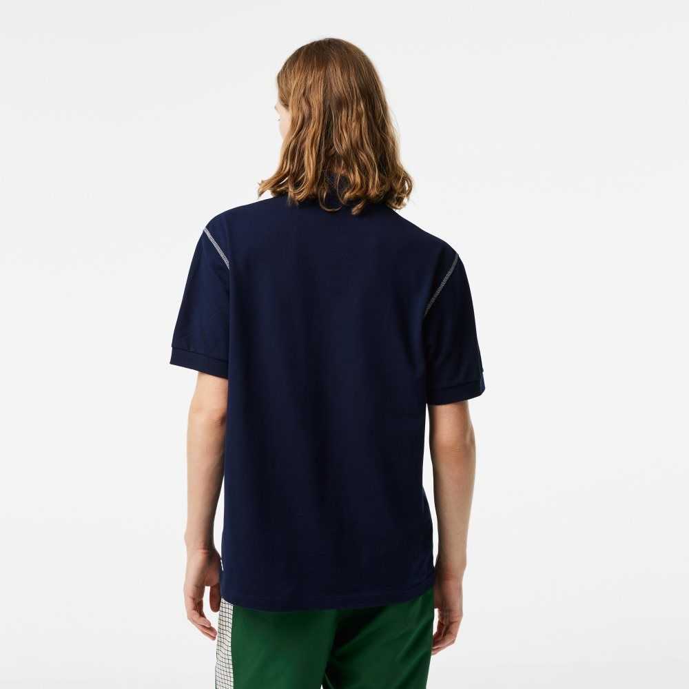 Lacoste SPORT Roland Garros Edition Pique Polo Navy Blue | DRXG-87325