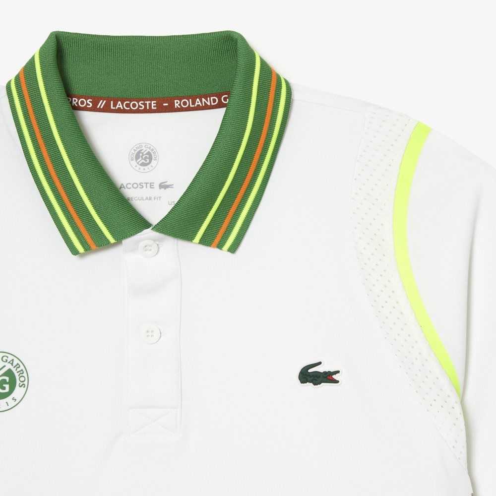 Lacoste SPORT Roland Garros Edition Ultra-Dry Two Tone Polo White / Green | TPBG-43617