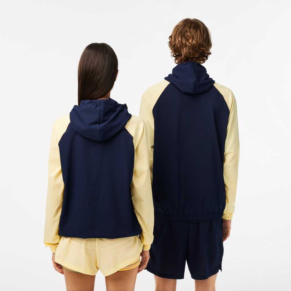 Lacoste SPORT Roland Garros Edition Zip Sweatshirt Navy Blue / Yellow | BRMF-36148