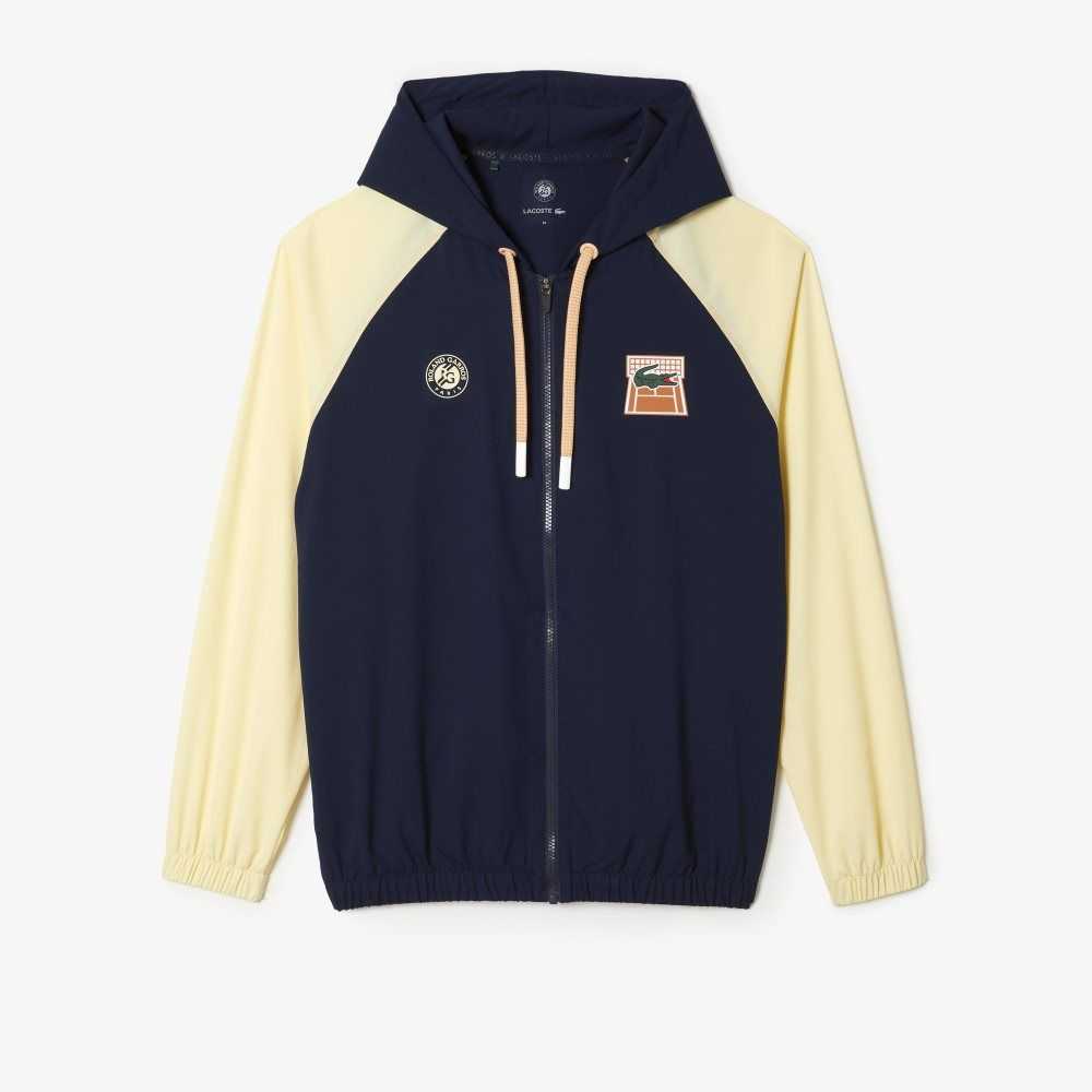 Lacoste SPORT Roland Garros Edition Zip Sweatshirt Navy Blue / Yellow | BRMF-36148