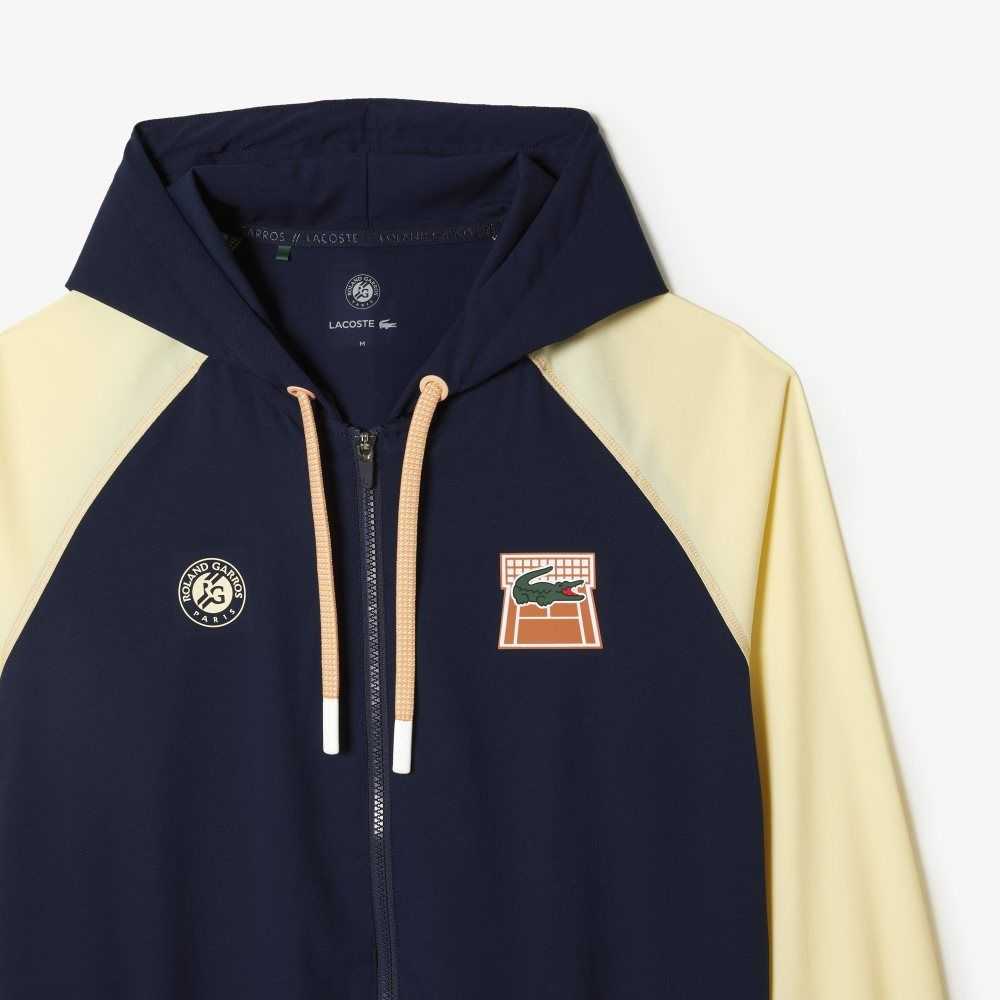 Lacoste SPORT Roland Garros Edition Zip Sweatshirt Navy Blue / Yellow | BRMF-36148