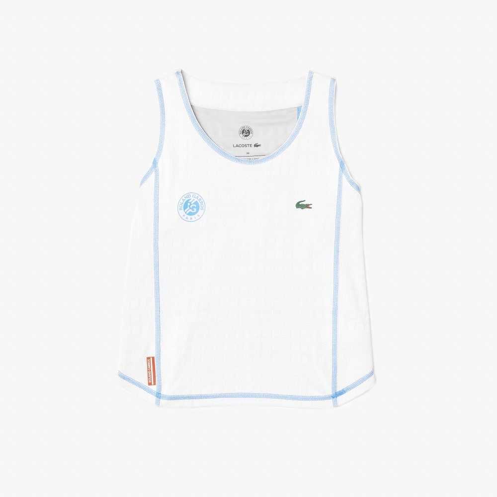 Lacoste SPORT Roland Garros Racer Back Tank Top White / Blue | QOPI-12769