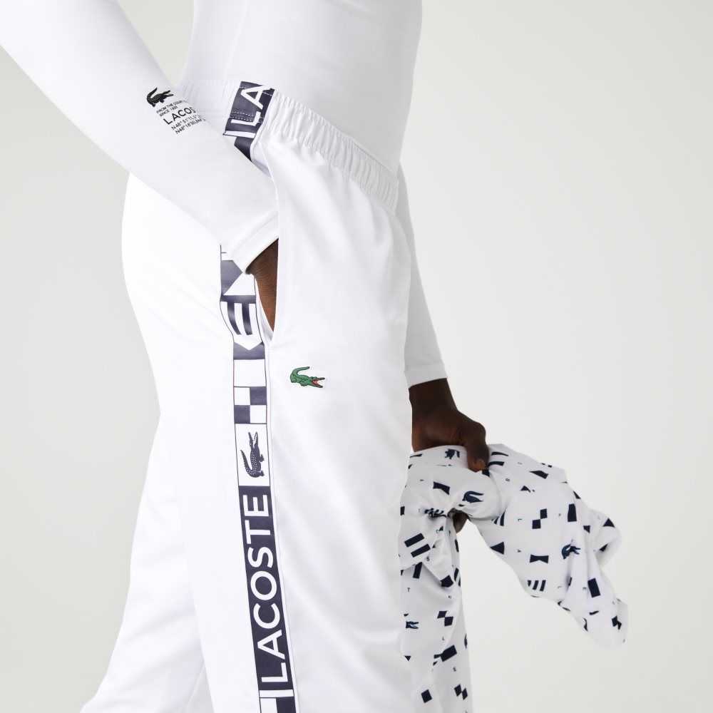 Lacoste SPORT Side Prints Tennis Trackpants White | NXQL-21789