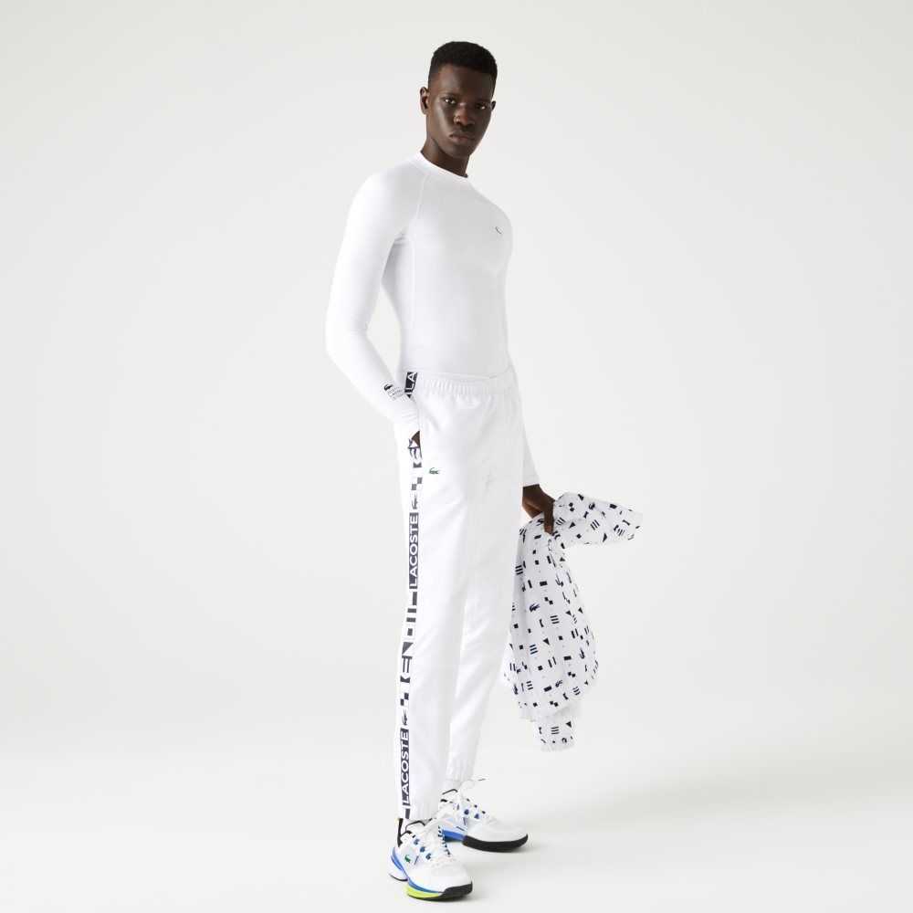Lacoste SPORT Side Prints Tennis Trackpants White | NXQL-21789
