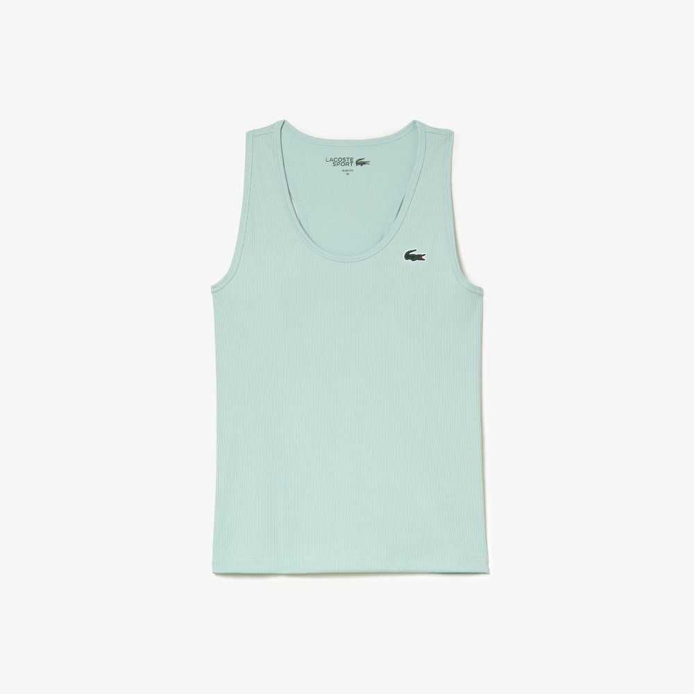 Lacoste SPORT Slim Fit Ribbed Tank Top Mint | IBUQ-64150