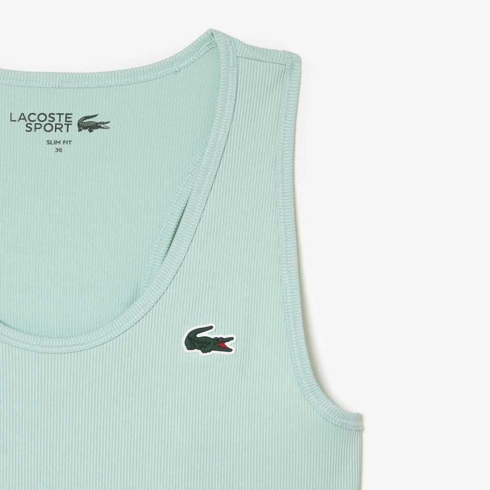 Lacoste SPORT Slim Fit Ribbed Tank Top Mint | IBUQ-64150