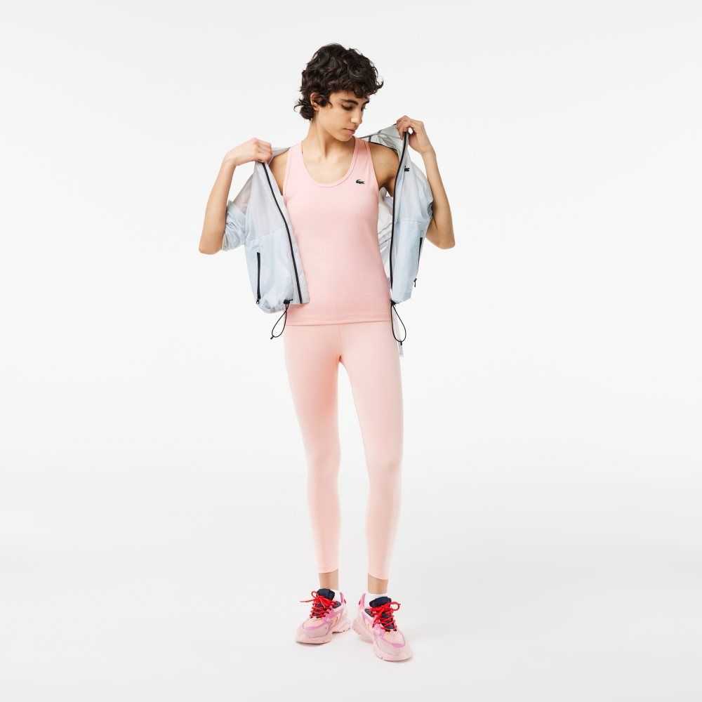 Lacoste SPORT Slim Fit Ribbed Tank Top Pink | PHAG-25349