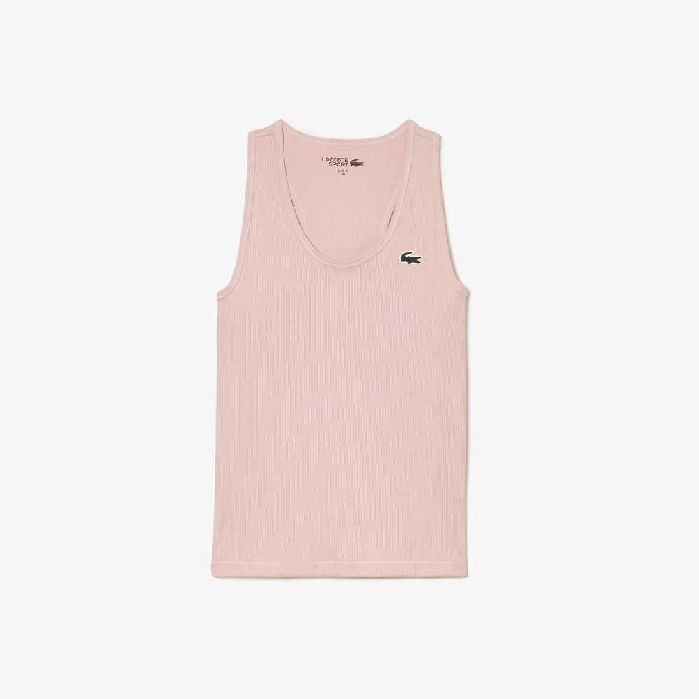 Lacoste SPORT Slim Fit Ribbed Tank Top Pink | PHAG-25349