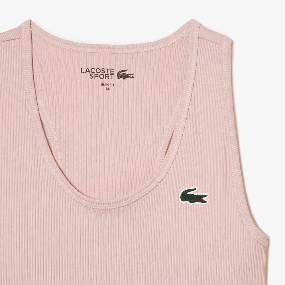 Lacoste SPORT Slim Fit Ribbed Tank Top Pink | PHAG-25349