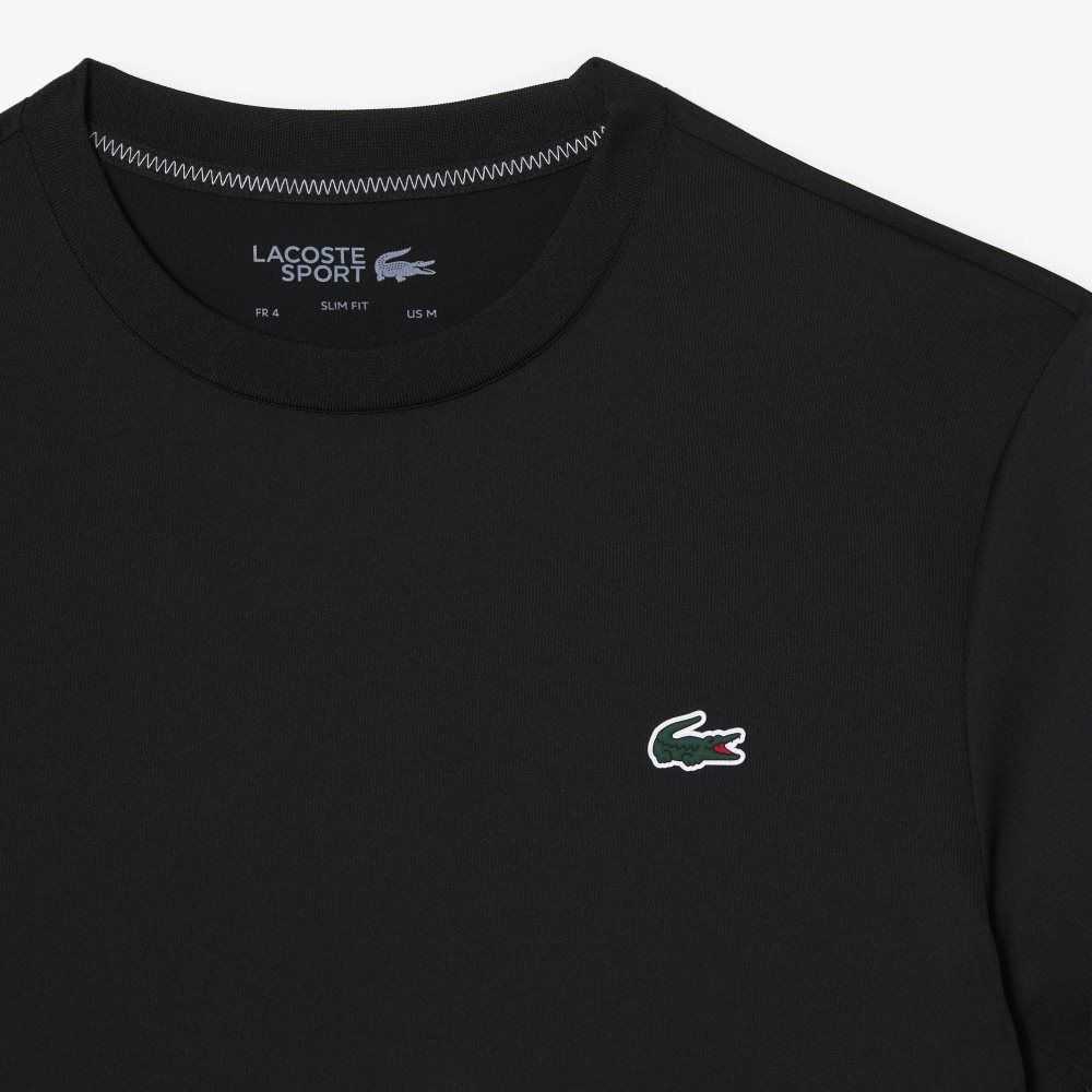 Lacoste SPORT Slim Fit Stretch Jersey T-Shirt Black | XPKM-84032