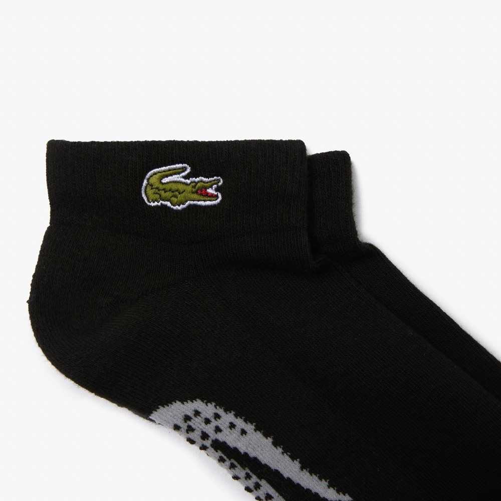 Lacoste SPORT Stretch Cotton Low-Cut Socks Black / Grey Chine | XWCP-84571