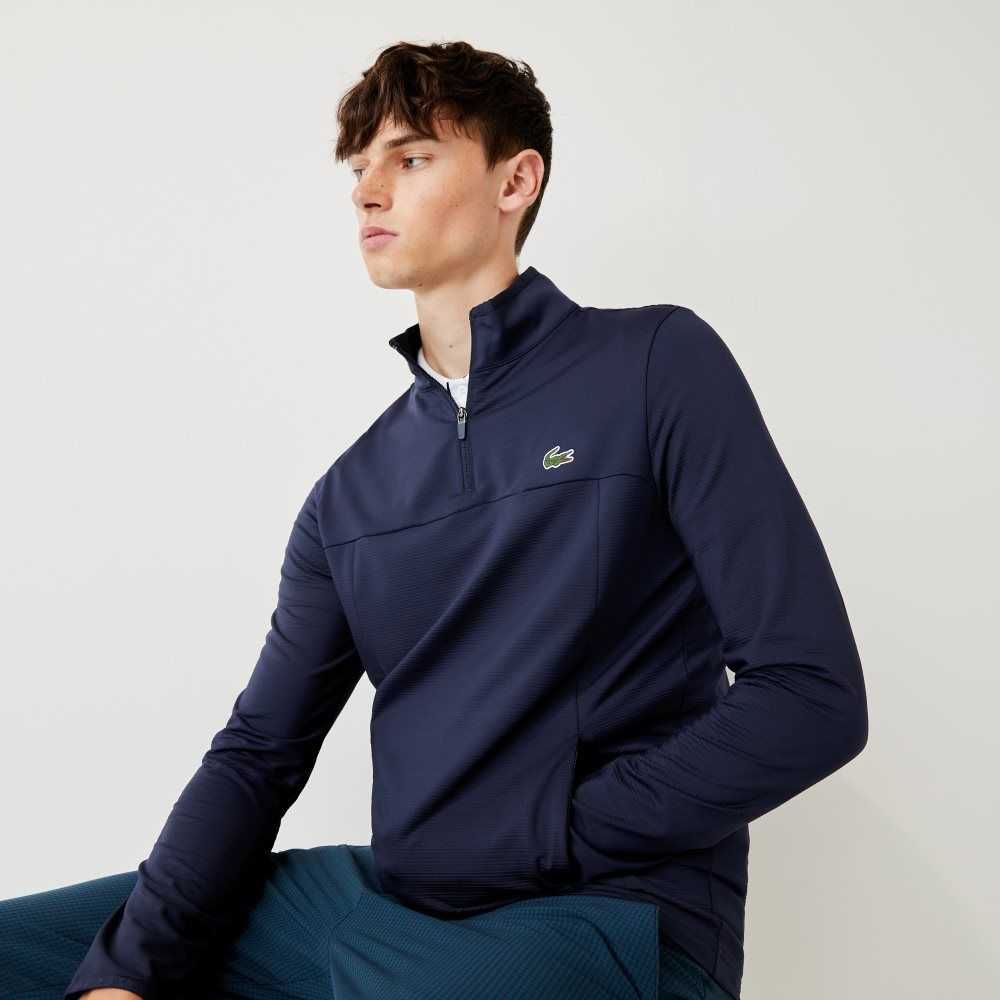 Lacoste SPORT Stretch Half Zip Sweatshirt Navy Blue | GHKN-79403