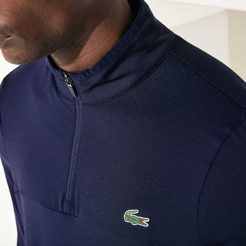 Lacoste SPORT Stretch Half Zip Sweatshirt Navy Blue | GHKN-79403