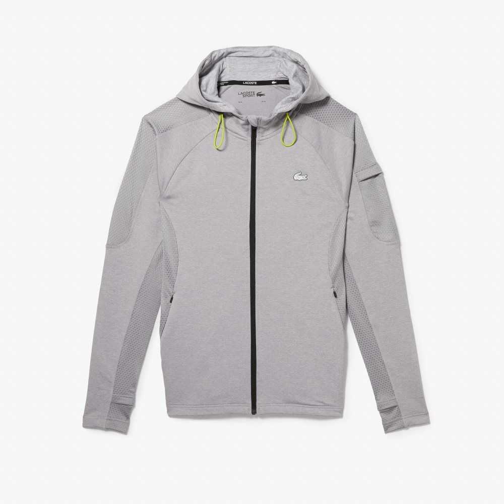 Lacoste SPORT Stretch Zip Sweatshirt Grey Chine / Light Grey | UFDY-73015