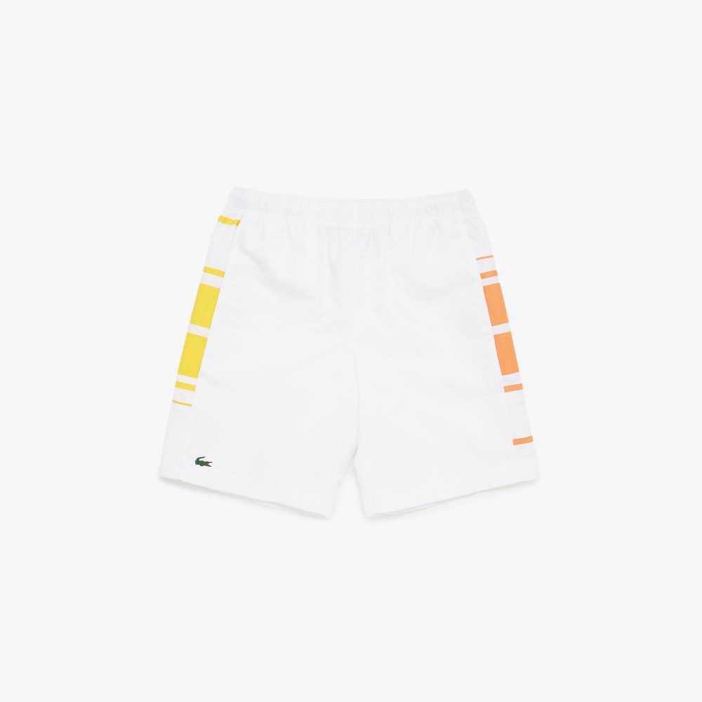 Lacoste SPORT Striped Shorts White / Yellow / Orange | ZPDI-03924