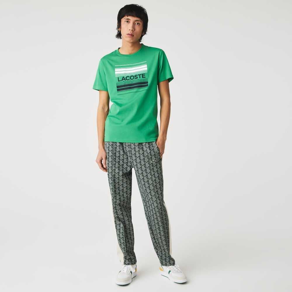 Lacoste SPORT Stylized Logo Print Organic Cotton T-Shirt Green | OARL-58931