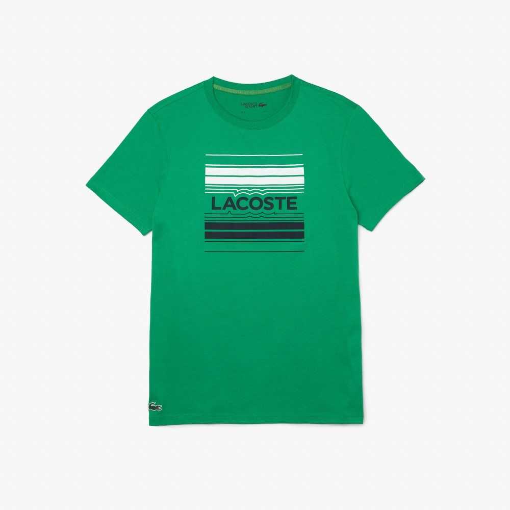 Lacoste SPORT Stylized Logo Print Organic Cotton T-Shirt Green | OARL-58931