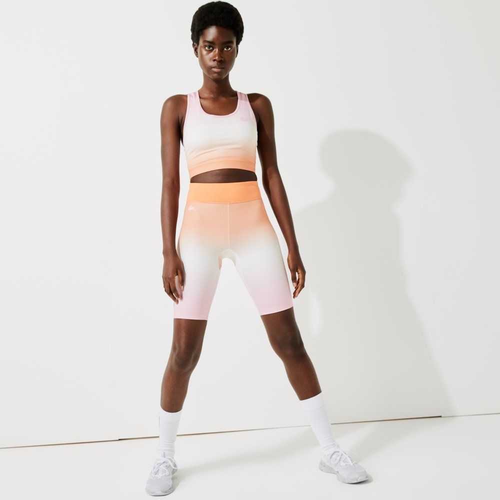 Lacoste SPORT Summer Pack Racer Back Sports Bra Pink / White / Orange | GCNE-35128