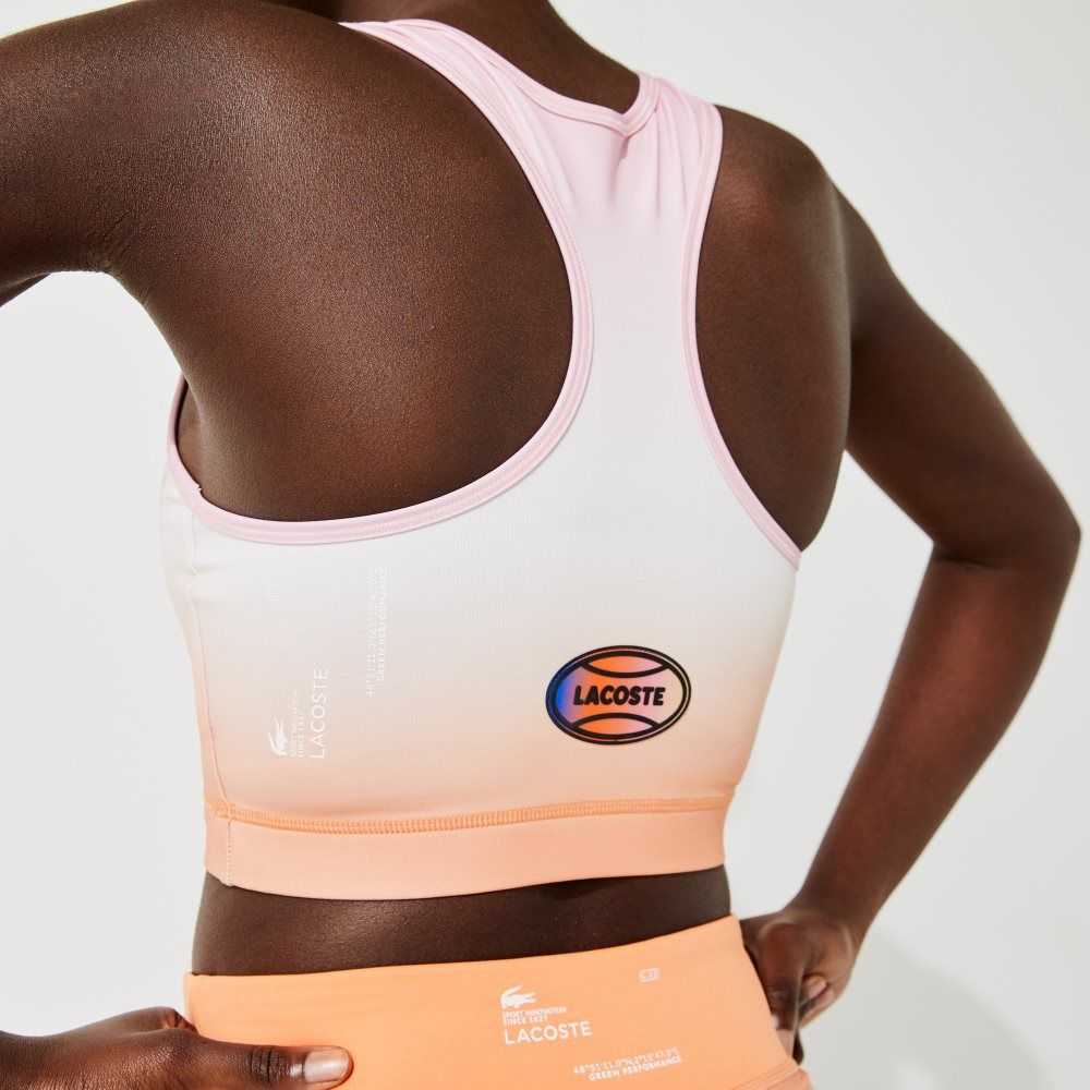 Lacoste SPORT Summer Pack Racer Back Sports Bra Pink / White / Orange | GCNE-35128