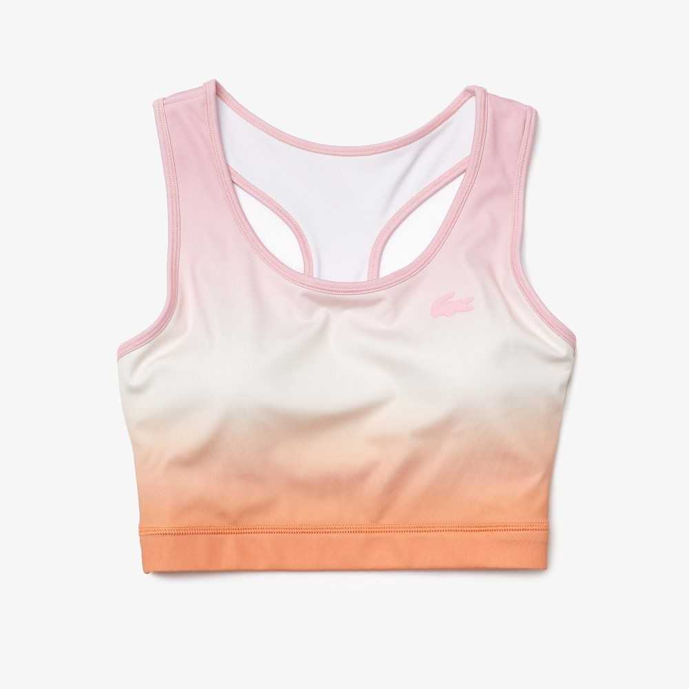 Lacoste SPORT Summer Pack Racer Back Sports Bra Pink / White / Orange | GCNE-35128