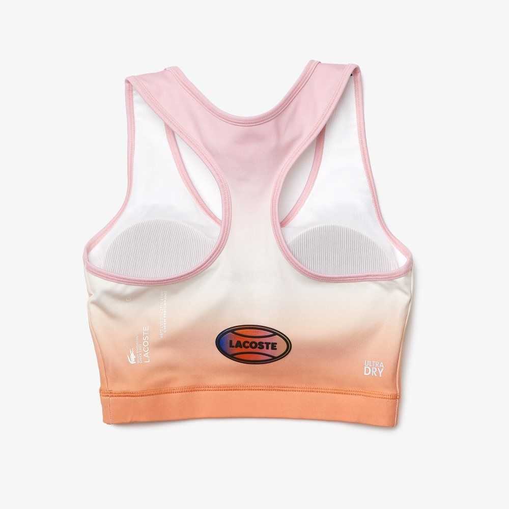 Lacoste SPORT Summer Pack Racer Back Sports Bra Pink / White / Orange | GCNE-35128