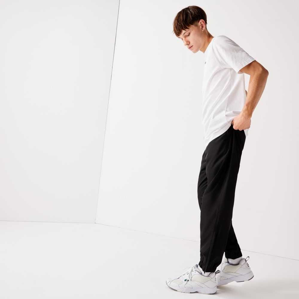 Lacoste SPORT Tennis Diamond Weave Taffeta Trackpants Black | DKJT-82490