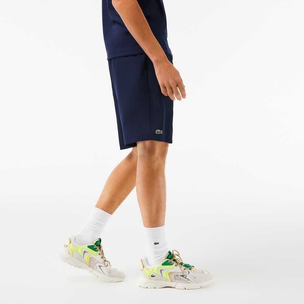 Lacoste SPORT Tennis Solid Diamond Weave Shorts Navy Blue | MIYO-29861