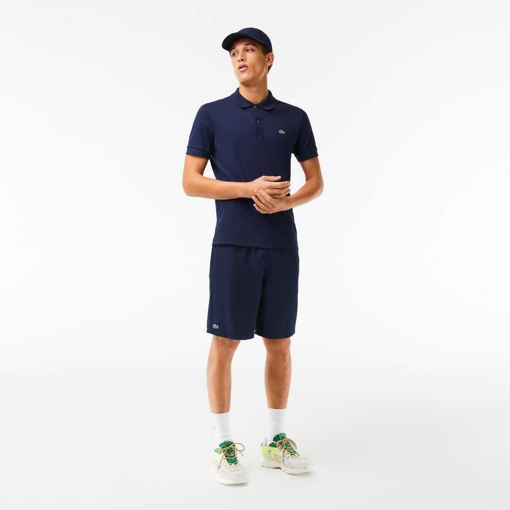 Lacoste SPORT Tennis Solid Diamond Weave Shorts Navy Blue | MIYO-29861