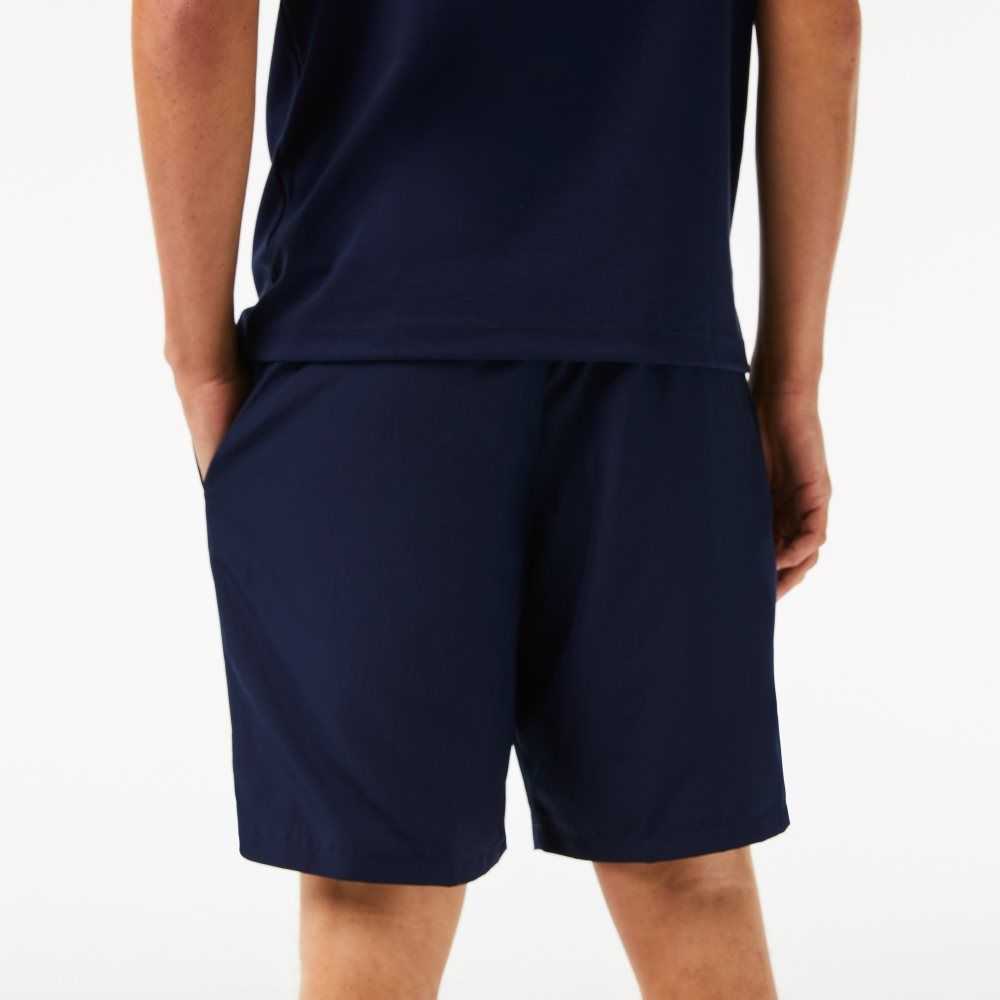 Lacoste SPORT Tennis Solid Diamond Weave Shorts Navy Blue | MIYO-29861