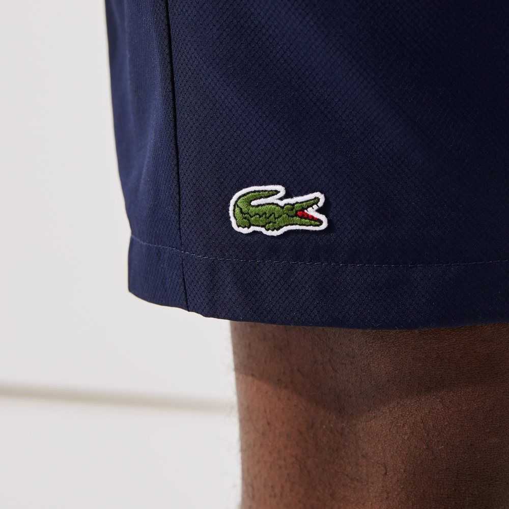 Lacoste SPORT Tennis Solid Diamond Weave Shorts Navy Blue | MIYO-29861