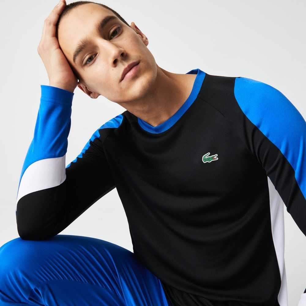 Lacoste SPORT Tennis T-Shirt Black / Blue / White | DYNX-82019