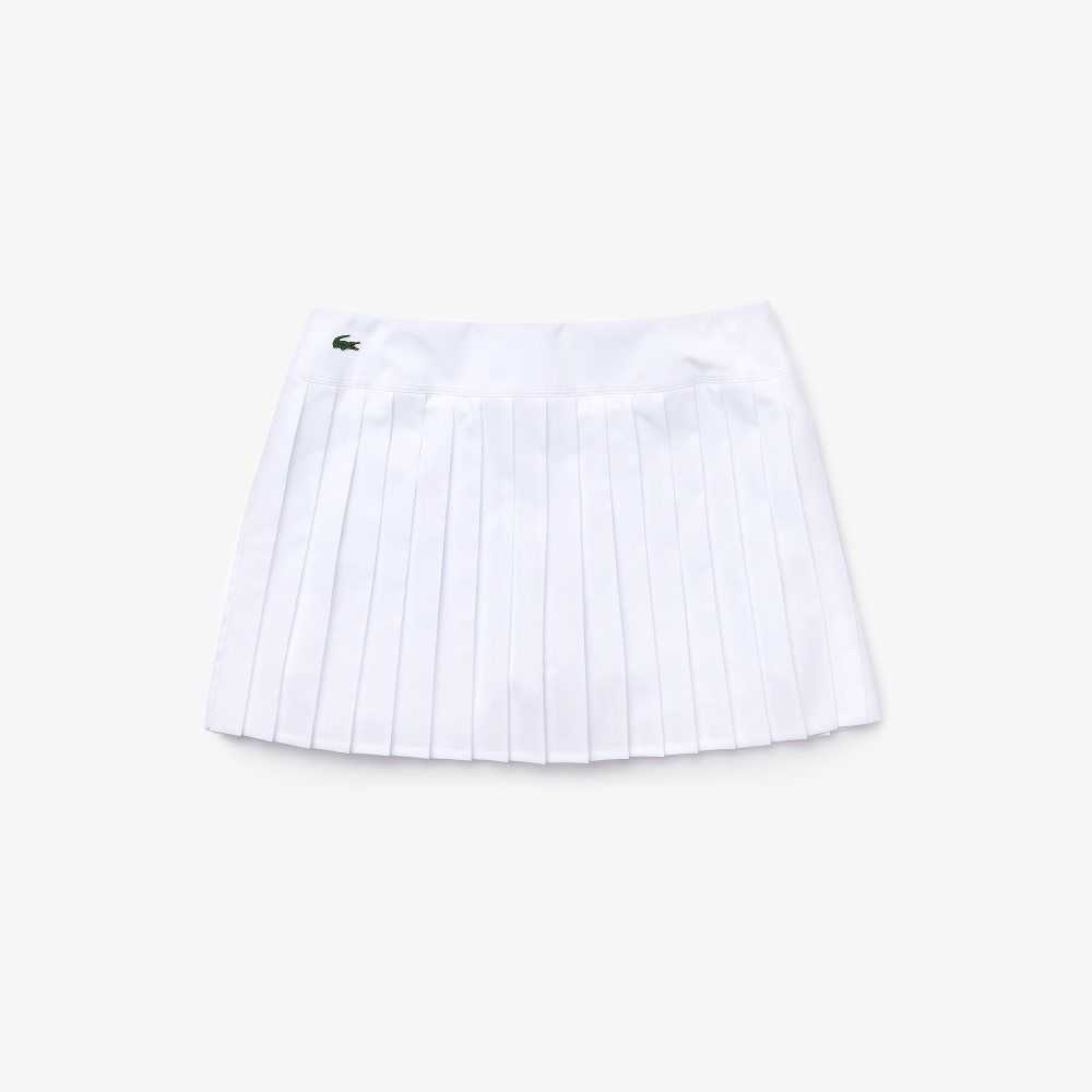 Lacoste SPORT Tennis Technical Mesh Pleated Skirt White | DIZL-48950