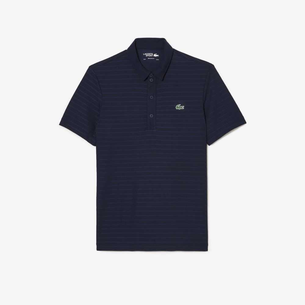 Lacoste SPORT Textured Breathable Golf Polo Navy Blue | BYHZ-52687