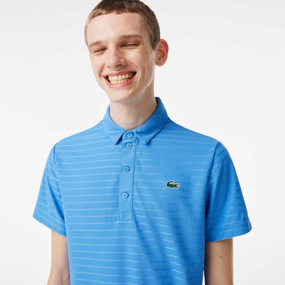 Lacoste SPORT Textured Breathable Golf Polo Blue | XSWC-87329