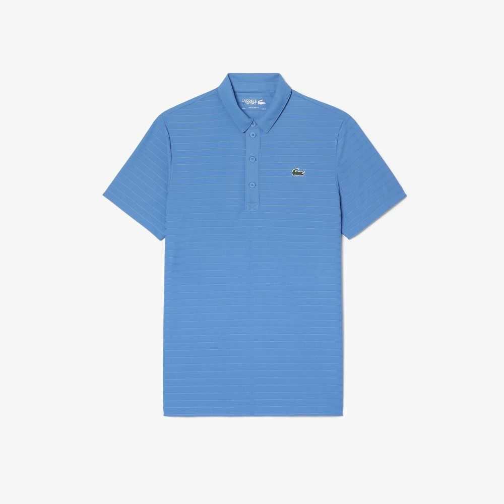 Lacoste SPORT Textured Breathable Golf Polo Blue | XSWC-87329