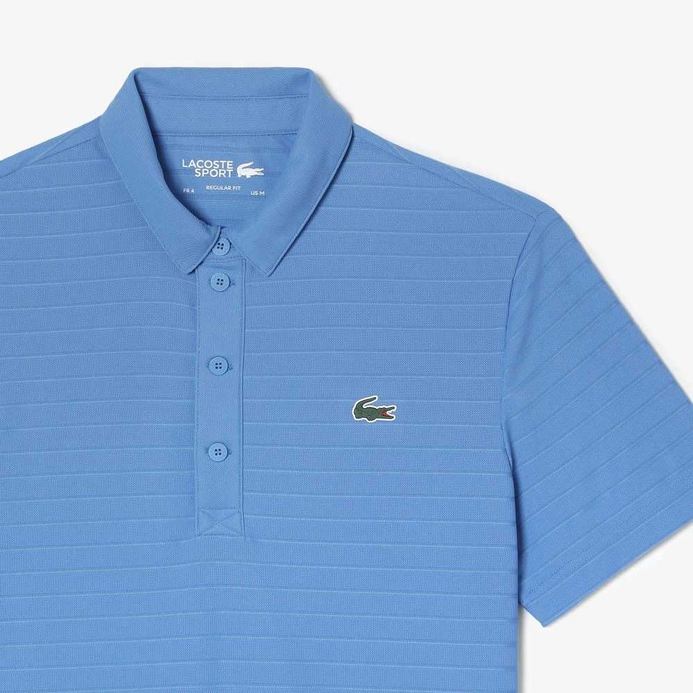 Lacoste SPORT Textured Breathable Golf Polo Blue | XSWC-87329