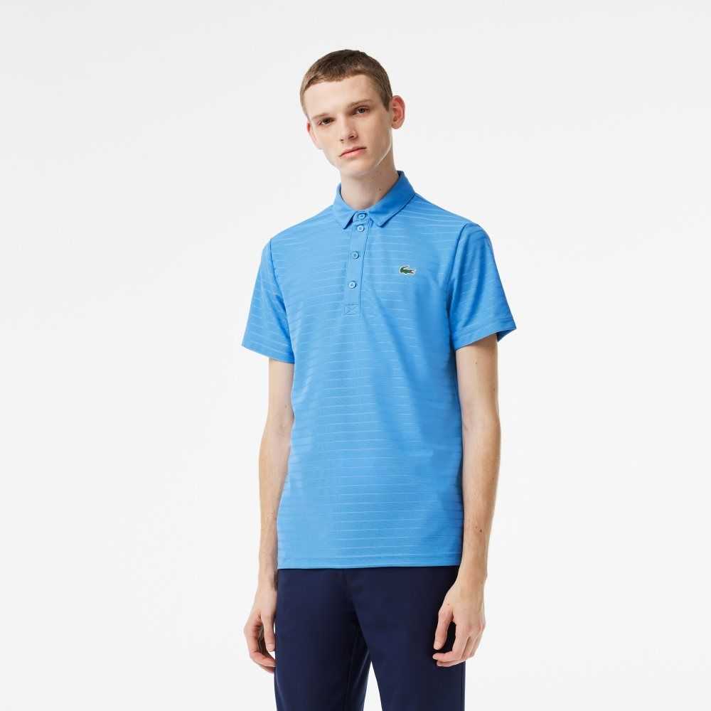 Lacoste SPORT Textured Breathable Golf Polo Blue | XSWC-87329