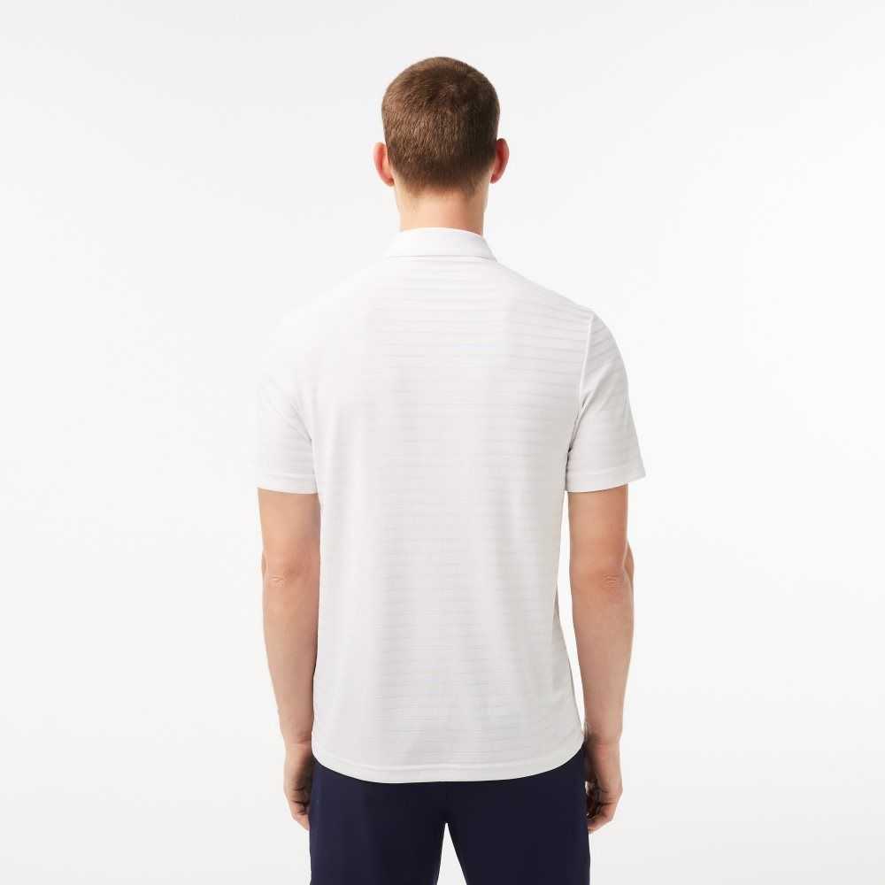 Lacoste SPORT Textured Breathable Golf Polo White | ZDJK-56897