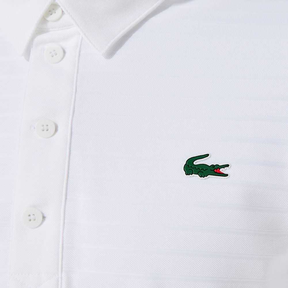 Lacoste SPORT Textured Breathable Golf Polo White | ZDJK-56897