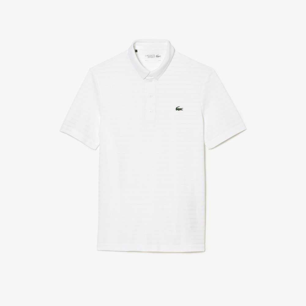 Lacoste SPORT Textured Breathable Golf Polo White | ZDJK-56897