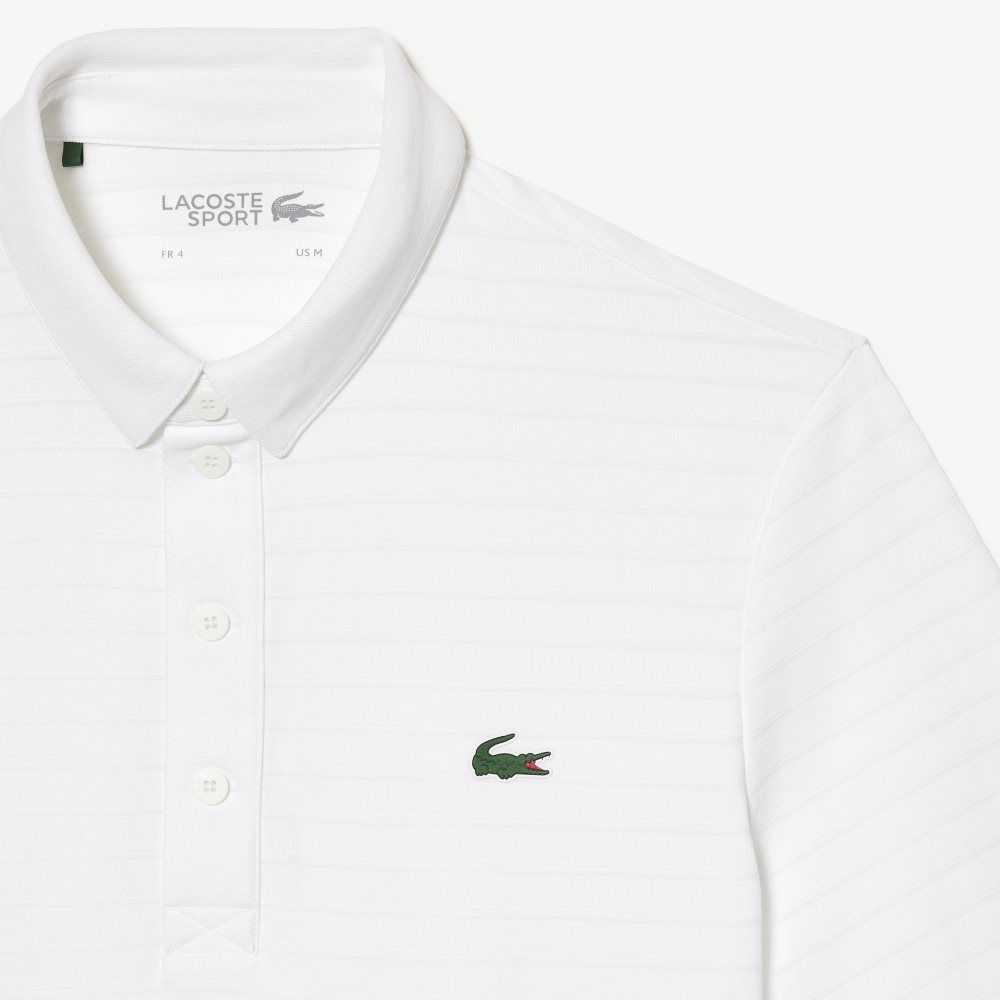 Lacoste SPORT Textured Breathable Golf Polo White | ZDJK-56897