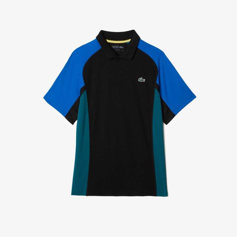 Lacoste SPORT Thermo-Regulating Pique Tennis Polo Black / Blue / Black / Green | EYSN-12740