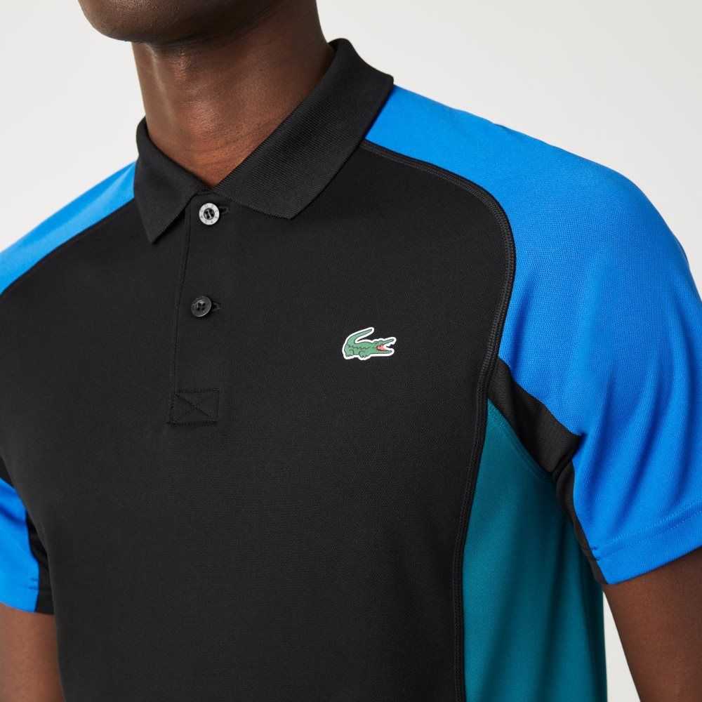 Lacoste SPORT Thermo-Regulating Pique Tennis Polo Black / Blue / Black / Green | EYSN-12740