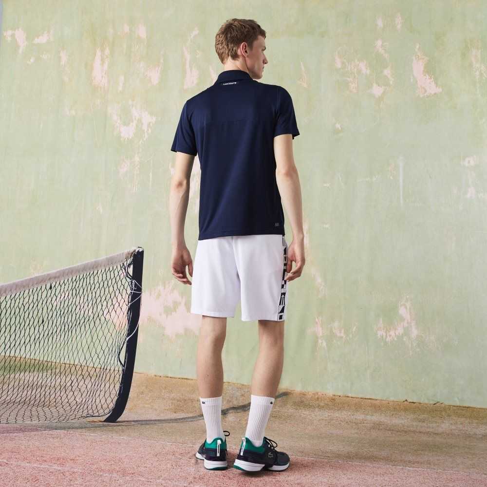 Lacoste SPORT Ultra-Dry Pique Tennis Polo Navy Blue / Purple / Green | MZEX-49502