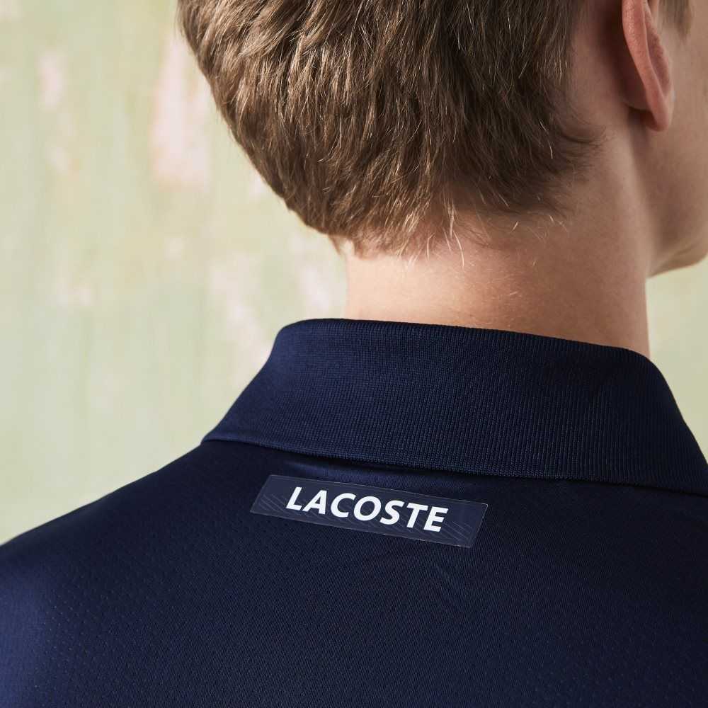 Lacoste SPORT Ultra-Dry Pique Tennis Polo Navy Blue / Purple / Green | MZEX-49502