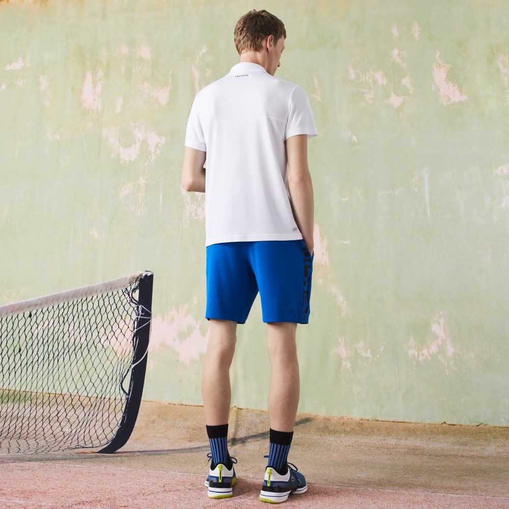 Lacoste SPORT Ultra-Dry Pique Tennis Polo White / Black / Blue | TUCP-98326