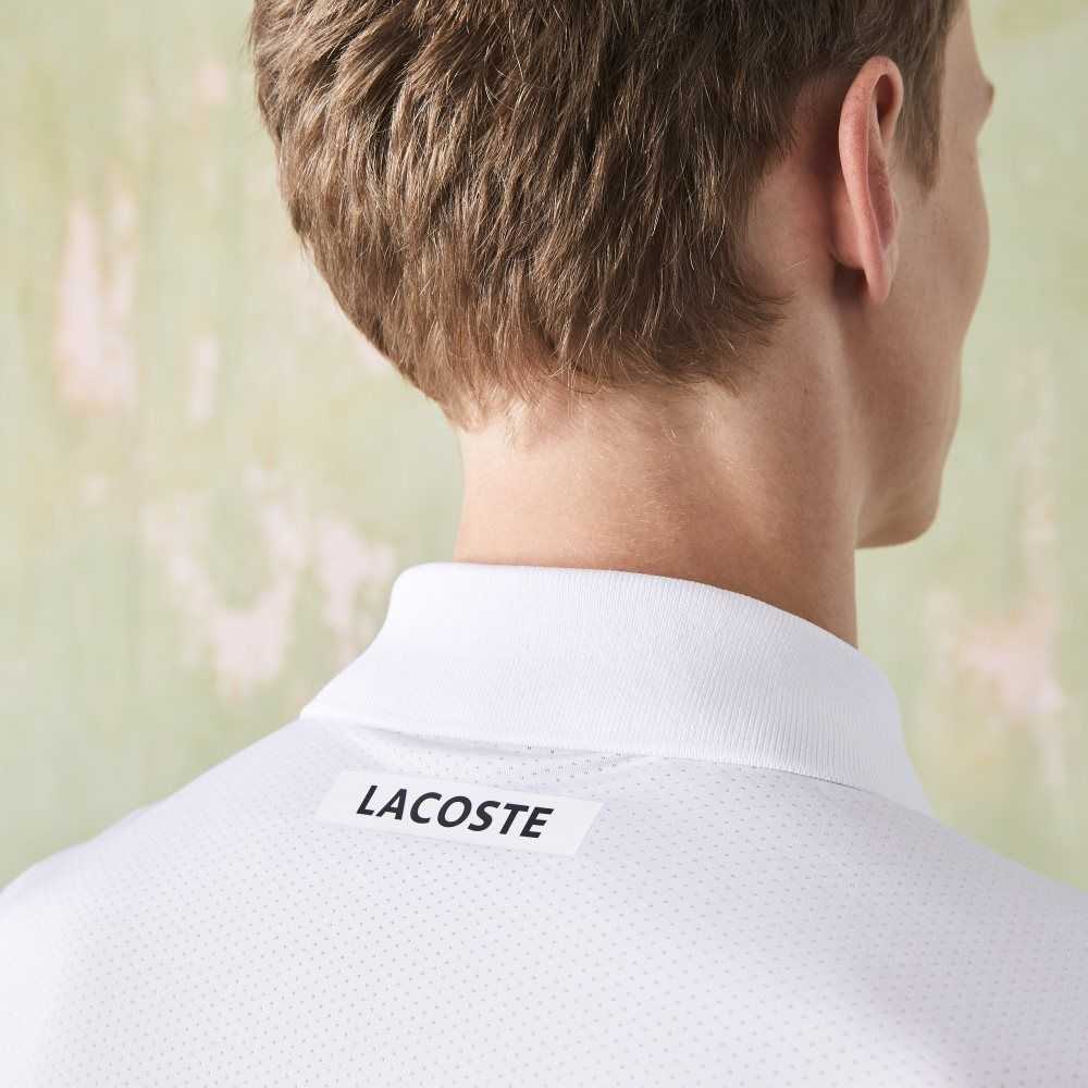 Lacoste SPORT Ultra-Dry Pique Tennis Polo White / Black / Blue | TUCP-98326