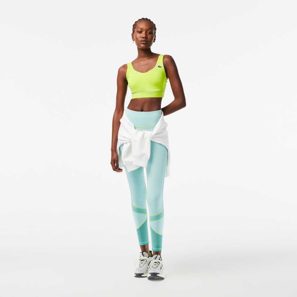 Lacoste SPORT Ultra-Dry Recycled Polyester Sports Bra Yellow / Green | VYOJ-32418